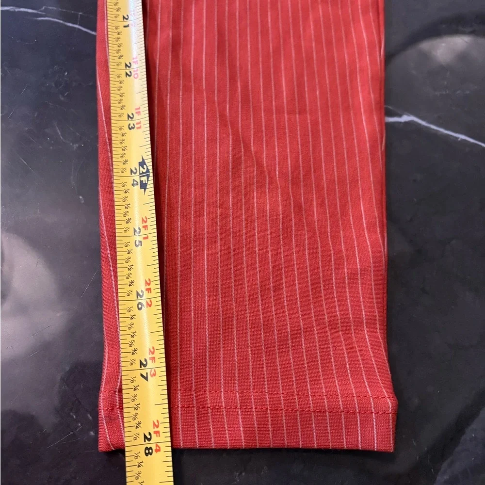 ICHI Women's Striped Straight Leg Pants in Rust Orange Size Small Preppy Office